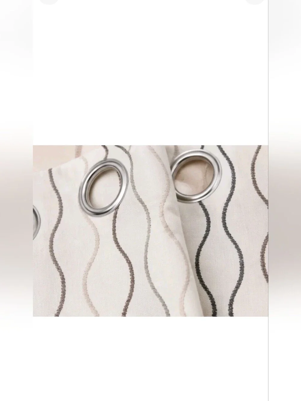 Ikea Henny Rand Curtains, White/Gray/Taupe Wave Pattern, Discontinued, 4 Panels